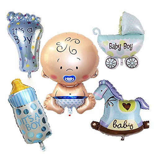 5 Piezas Baby Boy Globo De Helio, Globo Helio Bebé, Baby Shower Globos, Babyshower Its a Boy Baby Party Party and Decoration（Azul）