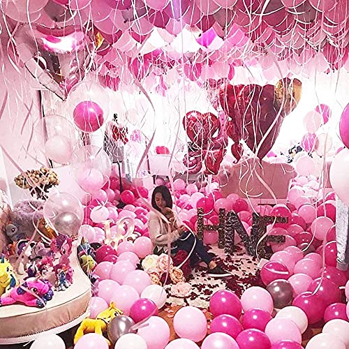 50 piezas Globos de Látex Globos de Confeti Rosas y Blancos Globos de Helio para Bodas, Baby Shower, Fiestas, Navidad, Ceremonia, Cumpleaños y Bautizo