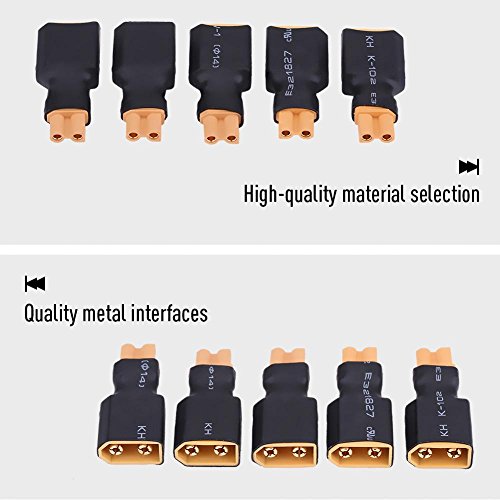 5Pcs RC Drone Conector Adaptador Enchufe, XT30 a XT60 Enchufes Convertidores de Bater¨ªa(XT30 Hembra a XT60 Macho)