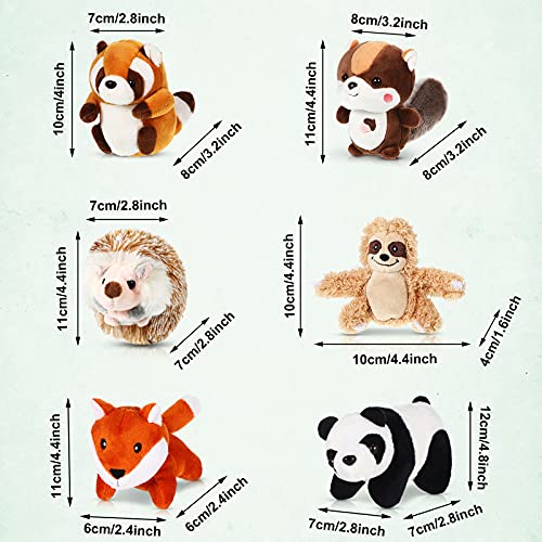 6 Juguetes de Peluche de Animal de Selva Set de Animal de Peluche de Bosque Animal de Panda, Mapache Pequeño, Perezoso, Ardilla de Cola Grande, Zorro, Erizo para Favor de Fiesta de Safari