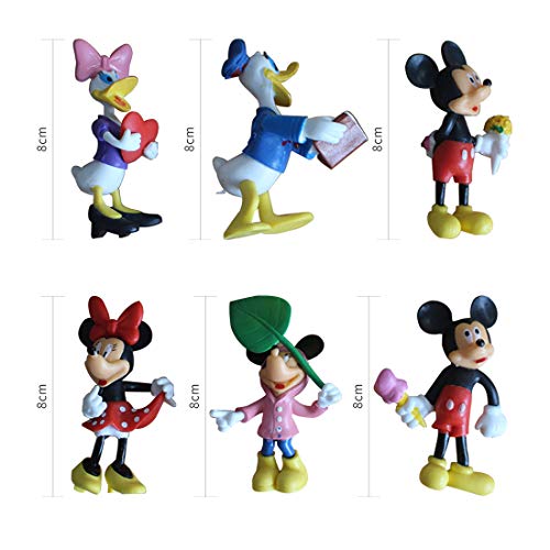 6 Piezas Mickey Mouse Cake Topper Hanel-Disney Mickey Mouse Tarta Decoración Niños Mini Muñeca Hecha a Mano Shower Fiesta Cumpleaños Pastel Decoración Suministros