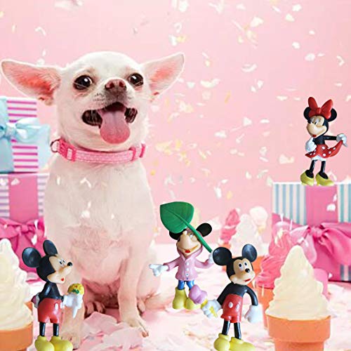 6 Piezas Mickey Mouse Cake Topper Hanel-Disney Mickey Mouse Tarta Decoración Niños Mini Muñeca Hecha a Mano Shower Fiesta Cumpleaños Pastel Decoración Suministros