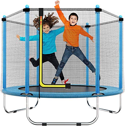 60 "trampolín para niños - 5 pies/150 cm mini trampolín interior o exterior, con valla de Seguridad, regalos para niños y niñas, juguetes de trampolín para niños, de 1 a 8 años