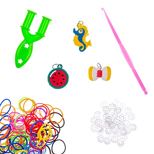 600 Piezas Gomas para Hacer Pulseras, Kit de Manualidades Gomitas Elasticas DIY Máquina de Tejer de Banda Gomas para Niños