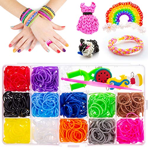 600 Piezas Gomas para Hacer Pulseras, Kit de Manualidades Gomitas Elasticas DIY Máquina de Tejer de Banda Gomas para Niños