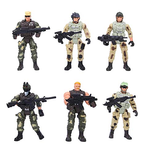 6pcs Figura de acción Soldados Juguete con articulación y accesorios para armas Soldado militar Figuras de policía Juegos de juguete de fuerza especial para niños