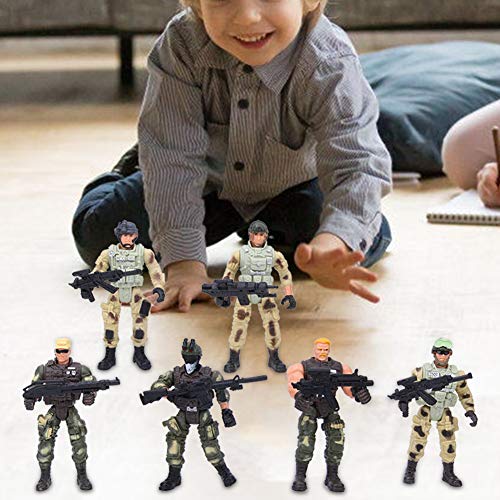 6pcs Figura de acción Soldados Juguete con articulación y accesorios para armas Soldado militar Figuras de policía Juegos de juguete de fuerza especial para niños