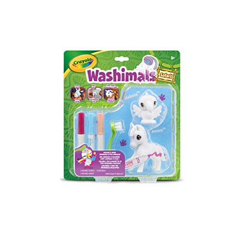 74-7364 WASHIMALS Safari Crayola, Mini Set Cebra y Tucán para Utilizar con el Set Oasis-Piscina, para Colorear y darles un Buen baño a los Cachorros, Ideal para Juego y Regalo, Desde 3 años