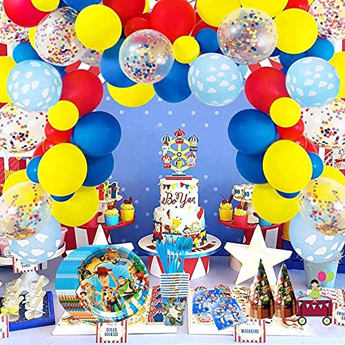 78pcs Set de Vajilla de Fiesta Toy Story 4, Toy Story para Decoraciones Para Fiestas de Cumpleaños, Juego de Cubiertos Incluye Pancarta Platos Cubiertos Servilletas Mantel para Fiesta