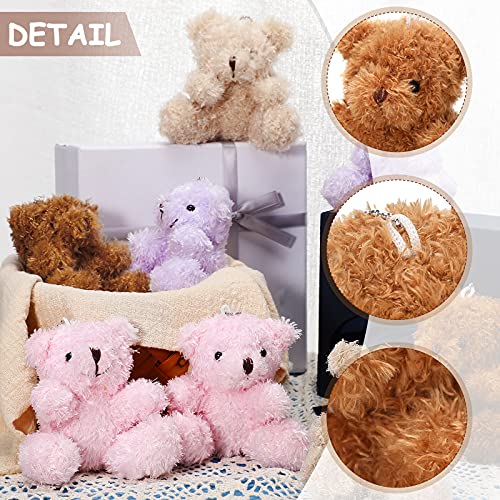 8 Ositos de Peluche Mini Juguete de Animal de Peluche de 4 Pulgadas Muñeco de Oso Suave Juguete de Muñeca de Caja de Regalo de Boda para Graduación 2021 (Rosa, Morado, Marrón, Albaricoque)