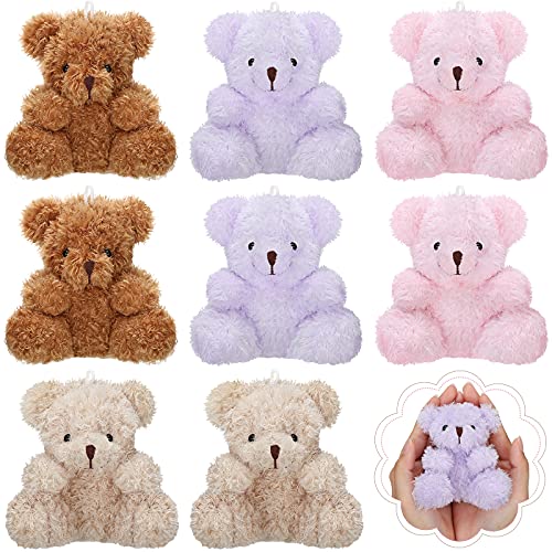 8 Ositos de Peluche Mini Juguete de Animal de Peluche de 4 Pulgadas Muñeco de Oso Suave Juguete de Muñeca de Caja de Regalo de Boda para Graduación 2021 (Rosa, Morado, Marrón, Albaricoque)