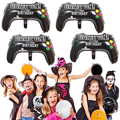 8 Packs Video Game Party Balloon, 23.6 x 15.7 Inch Game on Balloon Video Game Controller Aluminum Foil Balloon for Birthday Party and Game Party Decoration