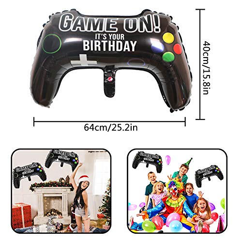 8 Packs Video Game Party Balloon, 23.6 x 15.7 Inch Game on Balloon Video Game Controller Aluminum Foil Balloon for Birthday Party and Game Party Decoration