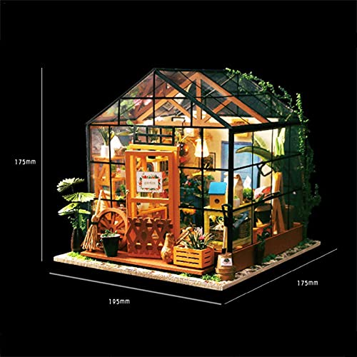 AADEE Miniatura Green House Mini Kit de manualidades de habitación, 3D DIY Casa Invernadero con luz LED en miniatura, con muebles y accesorios Juguetes educativos para niñas