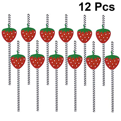 ABOOFAN Paquete de 12 pajitas para fiesta de frutas y fresas para decoración de cócteles (varios colores)