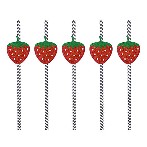 ABOOFAN Paquete de 12 pajitas para fiesta de frutas y fresas para decoración de cócteles (varios colores)