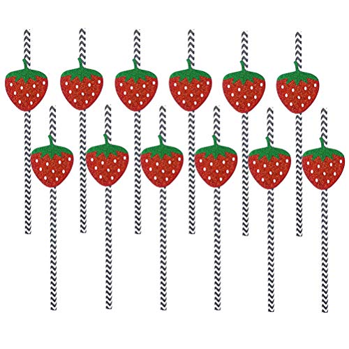 ABOOFAN Paquete de 12 pajitas para fiesta de frutas y fresas para decoración de cócteles (varios colores)