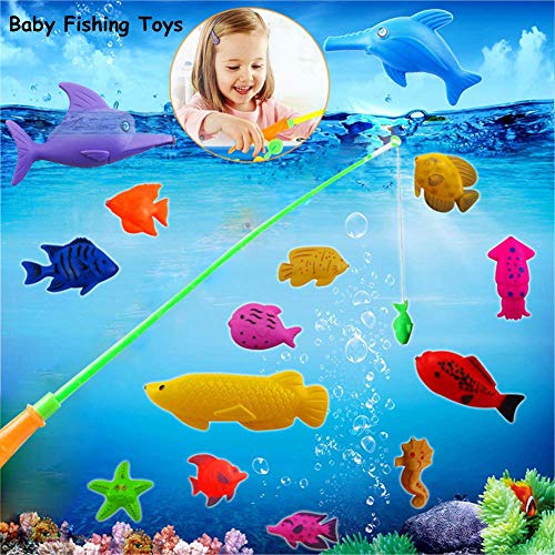 Abree Juego de Pesca Magnética(26 Peces) - Juguete Educativo&Interactivo de Pesca con Caña - Juguetes de Piscina & Bañera para Niños - Juego Acción&Juguete Reflejo para Bebé/Niños (2 - 5 años)