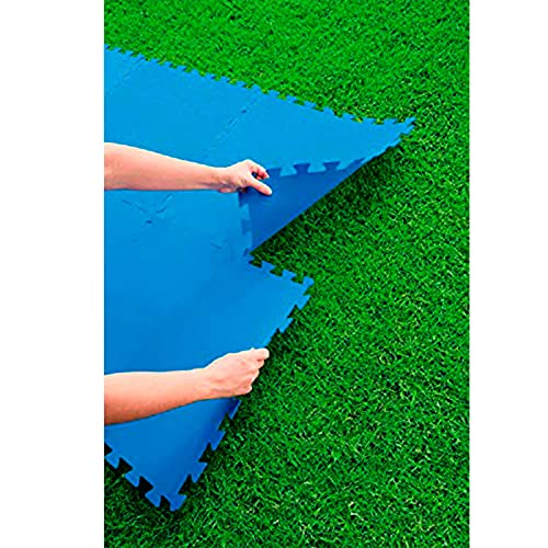 Acan Bestway - Protector de Suelo para Piscina, Set de 9 Piezas de 50 x 50 cm, Color Azul, 4 mm de Grosor. Tapete, Alfombra Puzzle Protectora