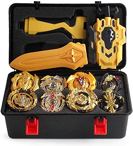 Acant 12 Piezas/Juego Battle Tops Case, Beyblades Burst Launcher Battle, Top Launch Giroscopio con Launcher Explosion Toy 4d (versión Dorada)