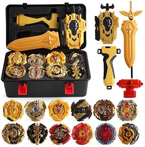 Acant 12 Piezas/Juego Battle Tops Case, Beyblades Burst Launcher Battle, Top Launch Giroscopio con Launcher Explosion Toy 4d (versión Dorada)