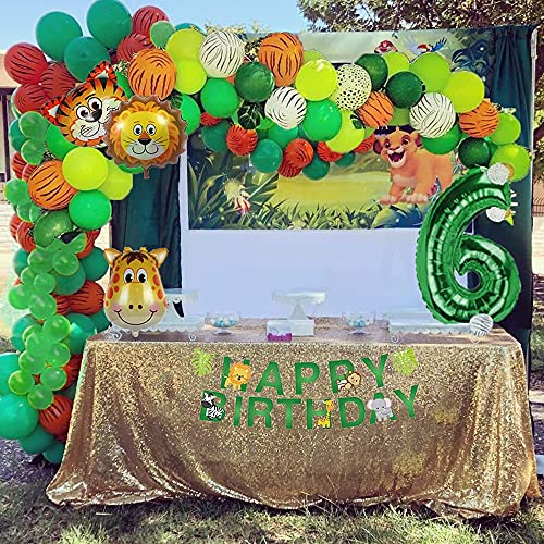 AcnA Selva Decoración Cumpleaños Niño 6 año, Selva Globos Fiesta Cumpleaños niño 6 año with Safari Decoracion Cumpleaños Animales Globos para Infantil Niño 6 Jungla fiesta de cumpleaños Reutilizable