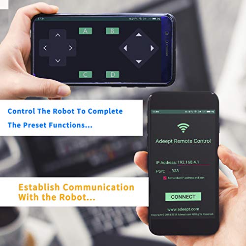 Adeept Kit de Coche Robot Inteligente 4WD Compatible con Arduino UNO R3, Seguimiento de línea, ESP8266 WiFi, procesamiento, Kit de Robot de Bricolaje con aplicación móvil y PDF