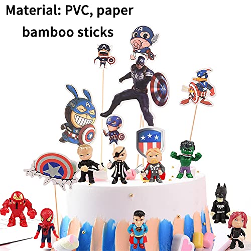 Adornos para tartas, Cake Topper Avengers Figures Decoración para Tartas de Cumpleaños,Super heroe Mini Juego De Figuras,Suministros para Decoración de Tartas,Decoración de Fiestas, Decoración de Mesa