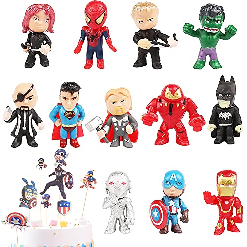 Adornos para tartas, Cake Topper Avengers Figures Decoración para Tartas de Cumpleaños,Super heroe Mini Juego De Figuras,Suministros para Decoración de Tartas,Decoración de Fiestas, Decoración de Mesa