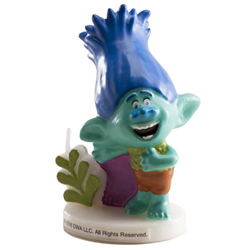 AEC- Vela decorativa 3D Trolls Niño BG22639 Azul, 7,5 cm