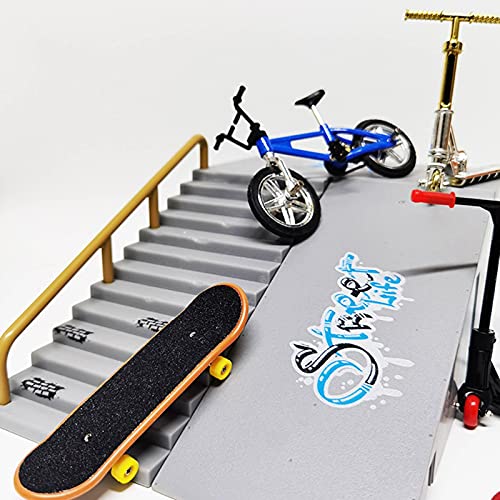 A/F Juego De Patinetas De Juguete para Dedos, Patineta Portátil, Patineta BMX, Pantalones para Dedos, Accesorios De Rampa Y Herramienta De Desmontaje con Caja De Embalaje