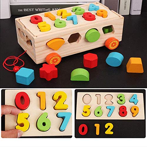 Afufu Juego de Madera Clasificador de Formas Juguete, Juguetes para Arrastrar, Juegos Educativos Montessori Tirar del Juguete para Niños Niñas Bebes Bebés 3 4 5 Años