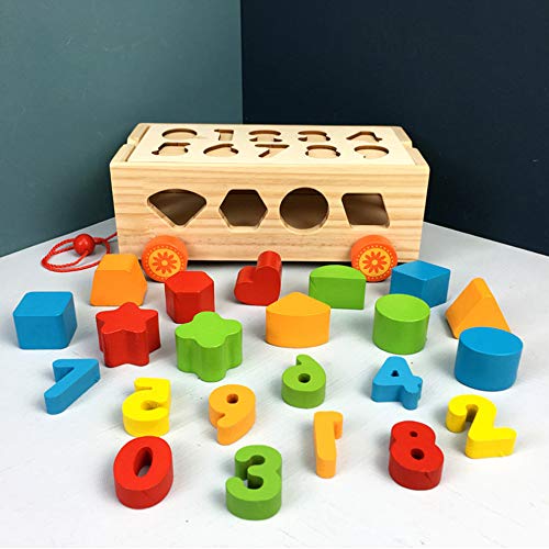 Afufu Juego de Madera Clasificador de Formas Juguete, Juguetes para Arrastrar, Juegos Educativos Montessori Tirar del Juguete para Niños Niñas Bebes Bebés 3 4 5 Años