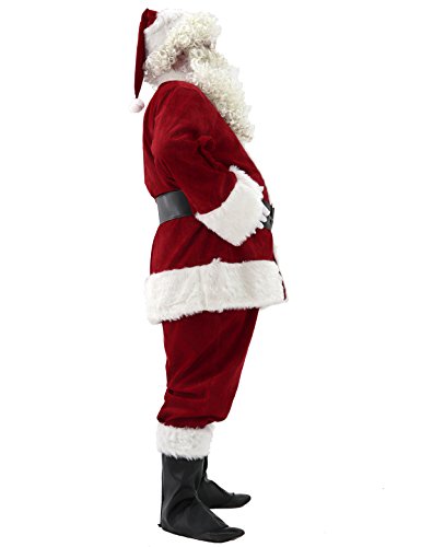 Ahititi Trajes de Papá Noel para Hombres, Conjunto de Disfraces de Navidad de Terciopelo de Lujo para Adultos (10 pcs) XL