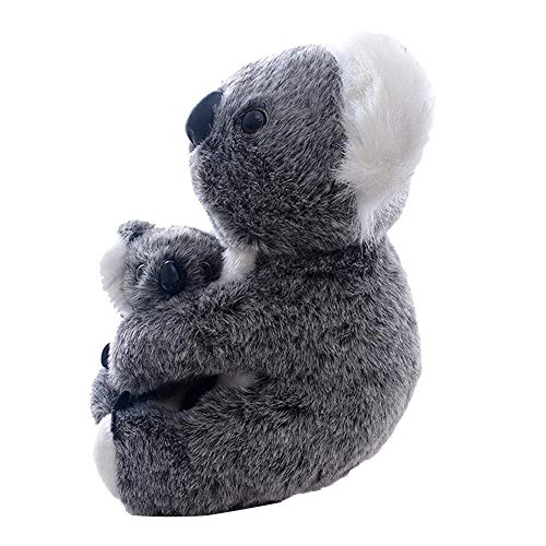 Aideal Koala - Peluche de animales Koala con niño, de peluche, ideal como regalo para niños y adultos (gris)