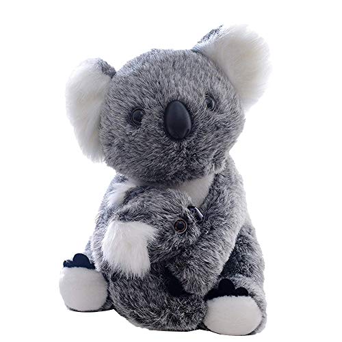 Aideal Koala - Peluche de animales Koala con niño, de peluche, ideal como regalo para niños y adultos (gris)