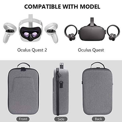 Akaigu Estuche de viaje duro para Oculus Quest 2 All-in-one VR Gaming Headset y controladores Accesorios Bolsa de transporte (gris)