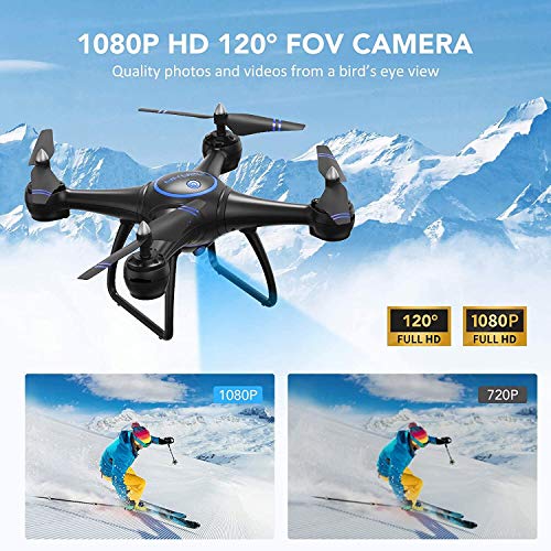 AKASO Drone con Cámara 1080P HD con WiFi FPV LED Control Remoto Modo sin Cabeza Volteos 3D Estabilización de Altitud RC Quadcopter Drone para Niños Principiantes Adultos