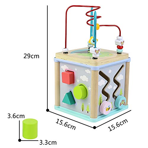 Akokie Juguetes Montessori Bebes Educativos Juegos de Madera Laberinto Cubo de Actividades 5 EN 1 Laberinto Regalos para Niños 3 4 5 6 años