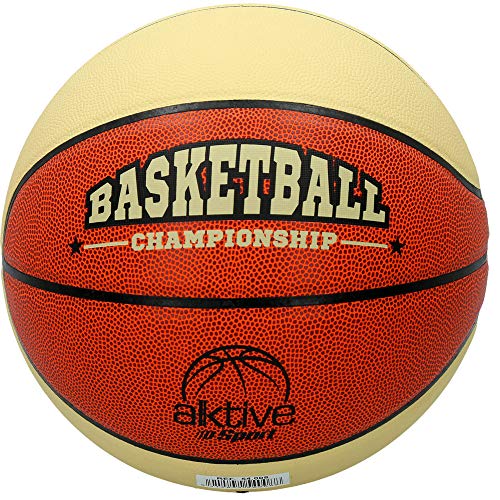 Aktive 54008 - Balón de baloncesto, Pelota basket, Pelota baloncesto talla 5, Color naranja y beige, Peso 650 gramos, Deporte al aire libre, Baloncesto, Aktive Sport