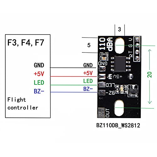 Alarma de zumbador RC, Alarma de zumbador programable RC 110DB Compatible con el Controlador de Vuelo Racing Drone / F3 / F4 / F7