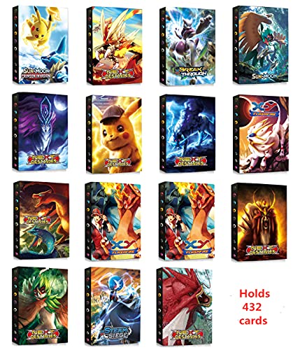 Album Compatible Con Cartas de Pokemon, Album Compatible Con Pokemon Para Cartas, Álbum de Pokemon, Carpeta compatible con Cartas Pokemon, Sostiene hasta 432 tarjetas (ZT-PIKACHU)