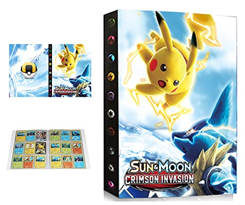 Álbum Compatible con Pokemon, Álbum Titular Compatible con Cartas Pokémon, Carpeta Álbumes Compatible con Cartas Pokemon, 24 Páginas con capacidad para 432 cartas (432-SD-PIKAQIU)