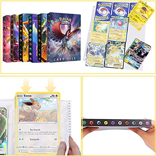 Álbum de Cartas Coleccionables Pokémon, Álbum de Recortes de Pokemon, Album Compatible, Carpeta Cartas Pokemon, Protección para Tarjetas de Intercambio, 30 Páginas 240 Tarjetas Capacidad, Ho-Oh