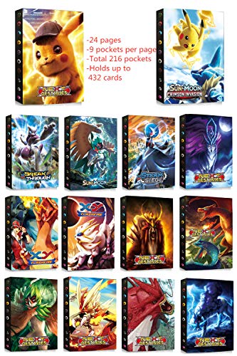 Álbumes Compatible con Cartas Pokemon, Carpeta Compatible con Cartas de Pokémon, Álbum Titular Compatible con Cartas Pokémon, 24 páginas con capacidad para 432 cartas (ZT-PIKACHU)