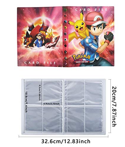 Álbumes Compatible con Cartas Pokemon, Carpeta Compatible con Cartas de Pokémon, Álbum Titular Compatible con Cartas Pokémon, 30 páginas con capacidad para 240 cartas (Red Ash)