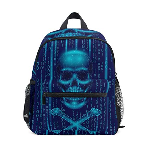 Alerta De Ataque De Calavera Azul Mochila para Preescolar Toddler Kids Estudiante Mochilas para Infantiles 2-7 Años Niñas Niños