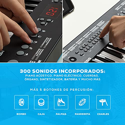 Alesis Melody 32 con auriculares Numark HF125 – teclado electrónico, mini piano digital portátil de 32 teclas con altavoces integrados + auriculares ultraportátiles con cable de 1,8 m