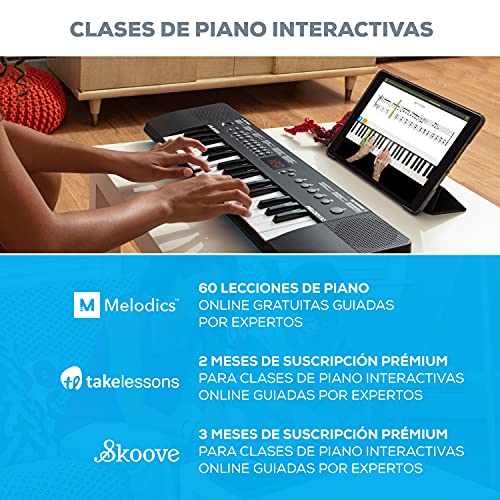 Alesis Melody 32 con auriculares Numark HF125 – teclado electrónico, mini piano digital portátil de 32 teclas con altavoces integrados + auriculares ultraportátiles con cable de 1,8 m