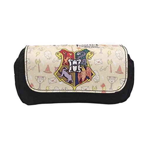 ALHX - Estuche para lápices de Harry Potter, bolsa de gran capacidad, doble cremallera, bolsa para lápices, organizador de bolígrafos de oficina, bolsa de papelería con compartimentos